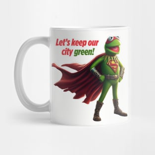Who protects the city? Super Frog! Mug